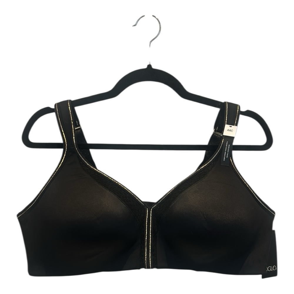 Voglo Wireless T-Shirt Black Bra with Light Gold Outline Size 44C NEW